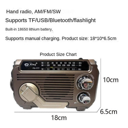 Hand-Crank Solar-Powered Triple-Band Multi-Function Radio