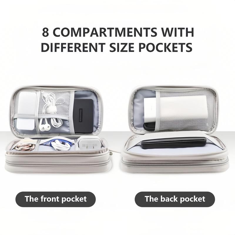 Travel Cable Organizer Pouch, Double Layers All-in-One Storage Bag for Cord