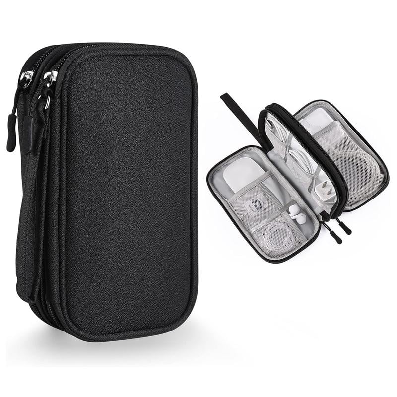 Travel Cable Organizer Pouch, Double Layers All-in-One Storage Bag for Cord