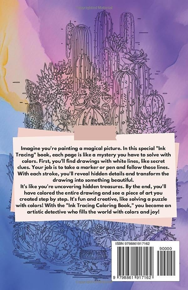 🎨✏️Ink Tracing Coloring Book - For Beginners & Stress Relief(📚Hardcover - No Bleed Pages)