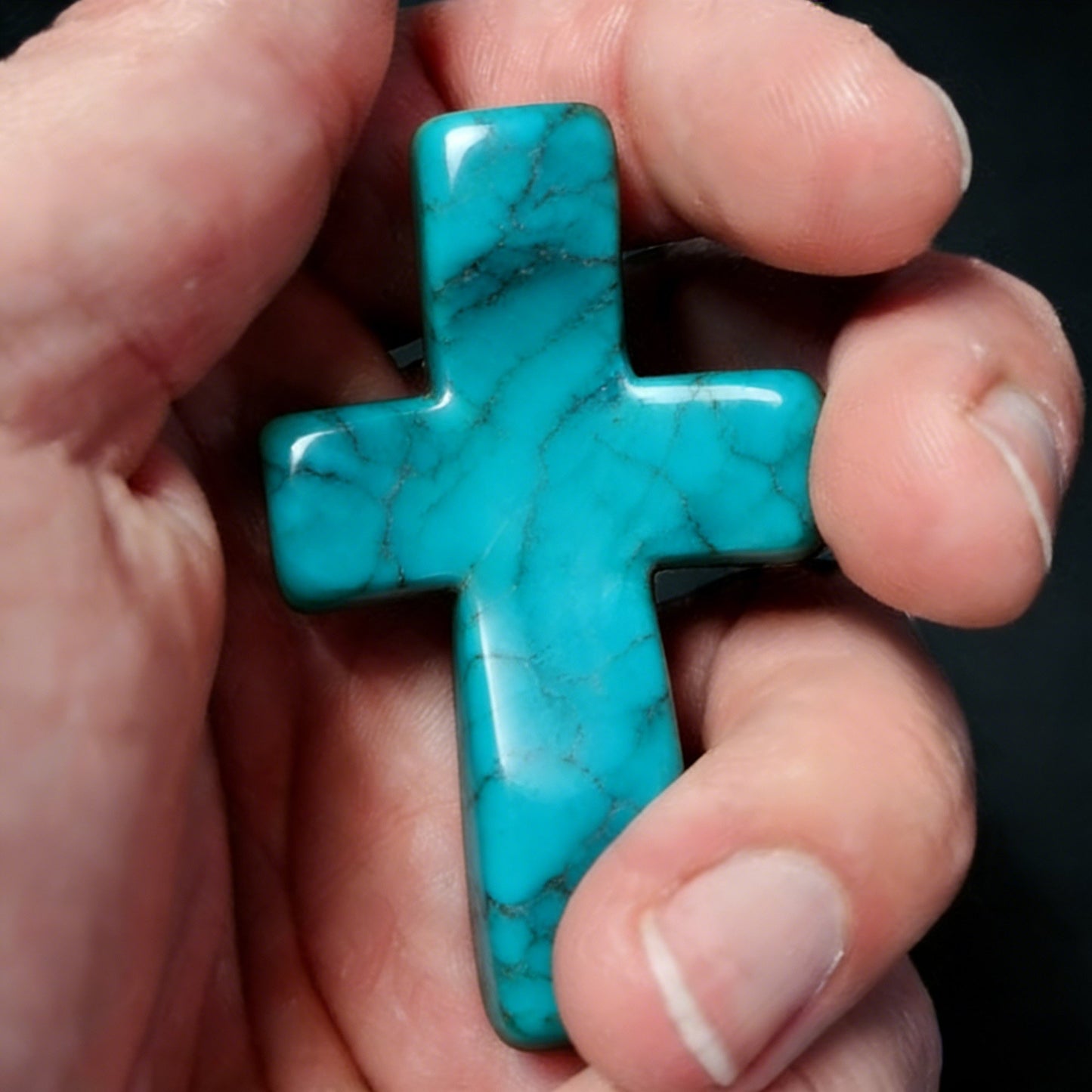 ✝️🍀Natural Turquoise Pocket Cross: Handcrafted for Peace & Serenity❤️