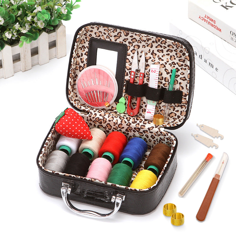 CraftVault Portable Sewing Kit in Faux Leather Case