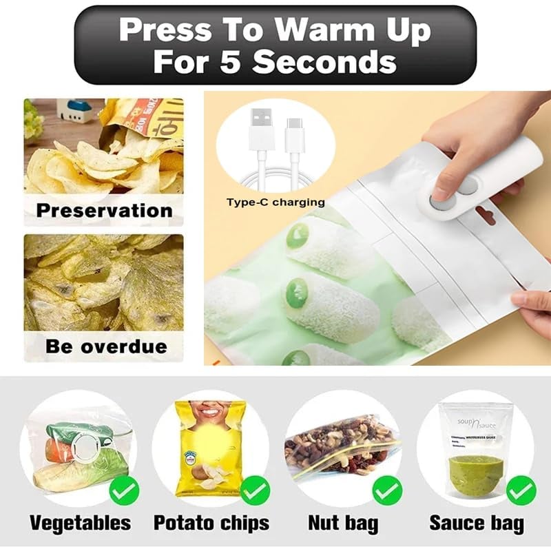 Mini 2-in-1 Sealer and Cutter with USB-C Charging