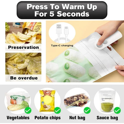 Mini 2-in-1 Sealer and Cutter with USB-C Charging