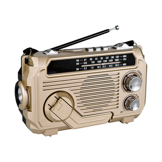 Hand-Crank Solar-Powered Triple-Band Multi-Function Radio