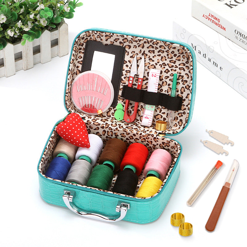 CraftVault Portable Sewing Kit in Faux Leather Case