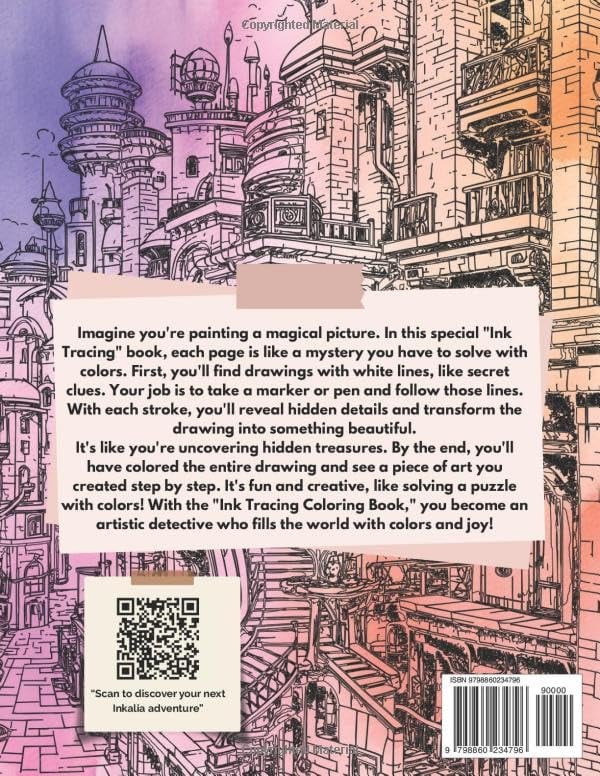 🎨✏️Ink Tracing Coloring Book - For Beginners & Stress Relief(📚Hardcover - No Bleed Pages)