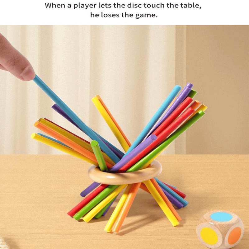 🔥Wooden Stick Game, Colorful Educational Toy for Cognitive Development & Focus Training, Includes Mixed Colors Sticks and Dual-level Puzzle