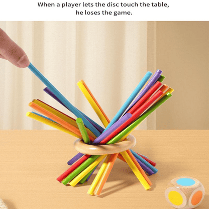 🔥Wooden Stick Game, Colorful Educational Toy for Cognitive Development & Focus Training, Includes Mixed Colors Sticks and Dual-level Puzzle