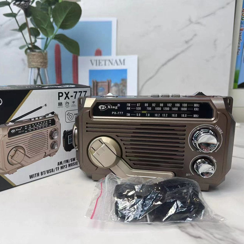 Hand-Crank Solar-Powered Triple-Band Multi-Function Radio