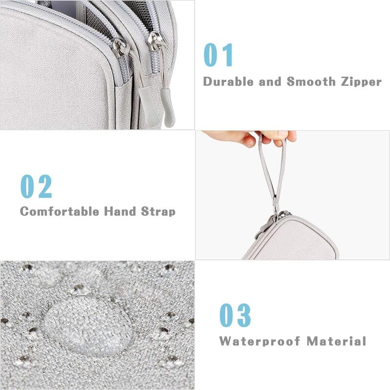 Travel Cable Organizer Pouch, Double Layers All-in-One Storage Bag for Cord