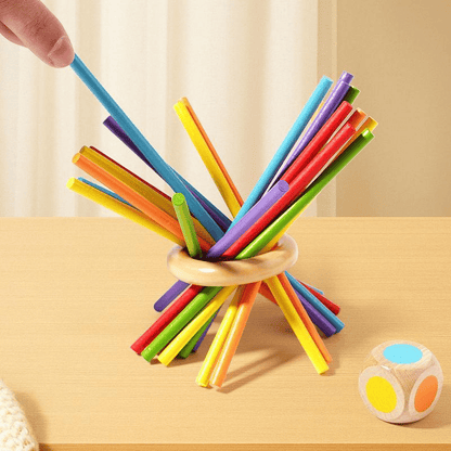 🔥Wooden Stick Game, Colorful Educational Toy for Cognitive Development & Focus Training, Includes Mixed Colors Sticks and Dual-level Puzzle