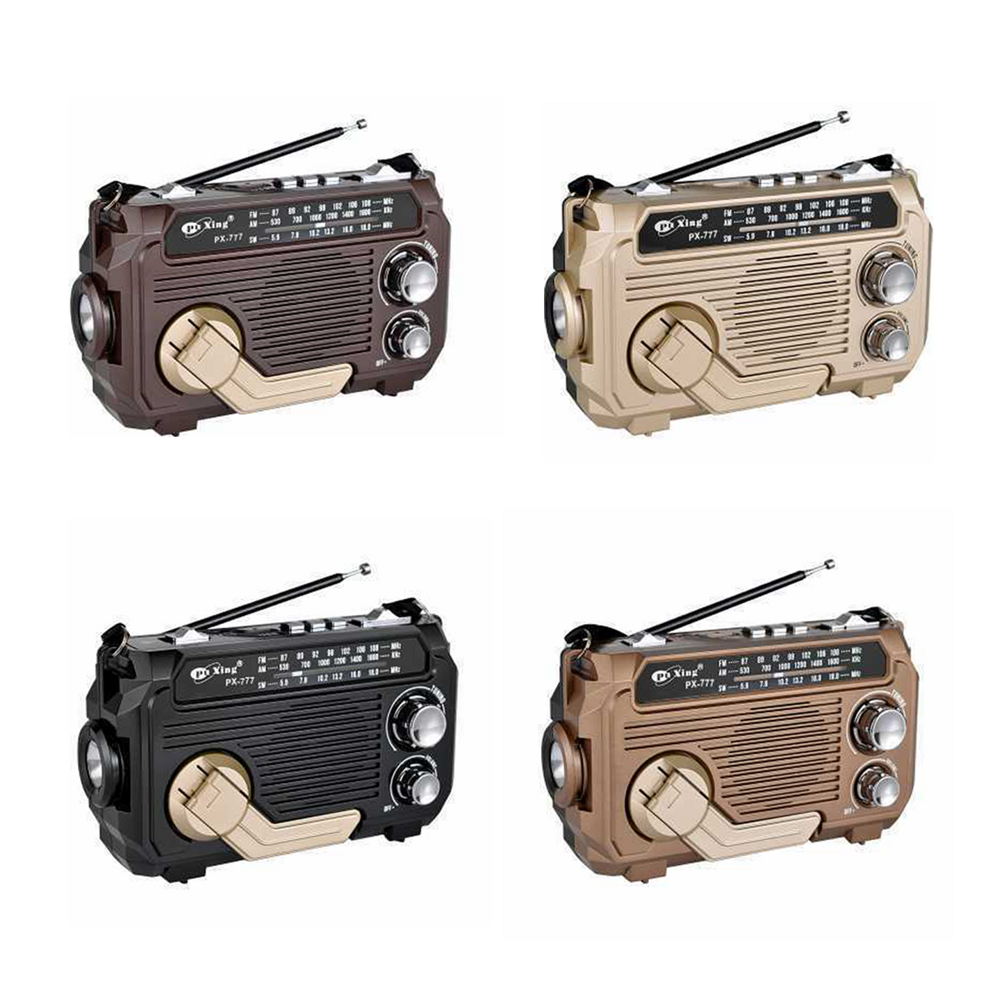 Hand-Crank Solar-Powered Triple-Band Multi-Function Radio