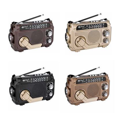 Hand-Crank Solar-Powered Triple-Band Multi-Function Radio
