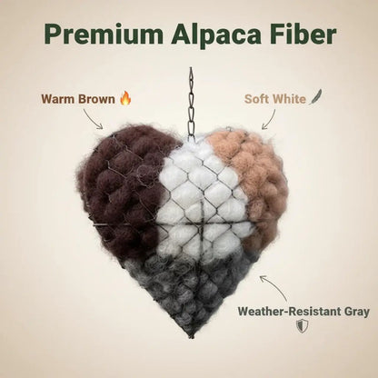 🕊️ Handmade Alpaca Fiber Bird Nesting Heart