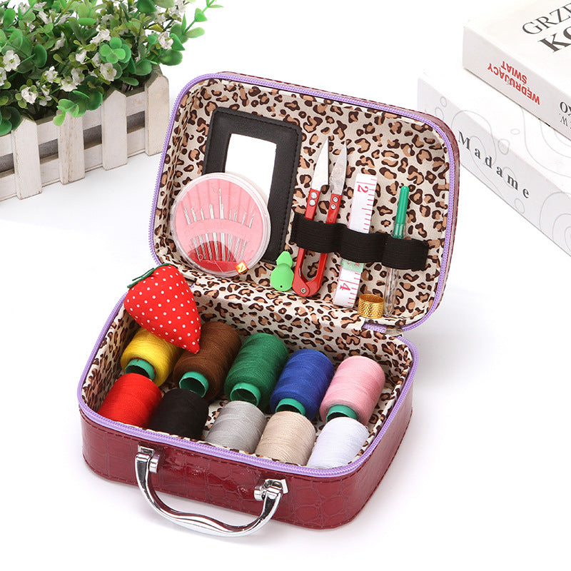 CraftVault Portable Sewing Kit in Faux Leather Case