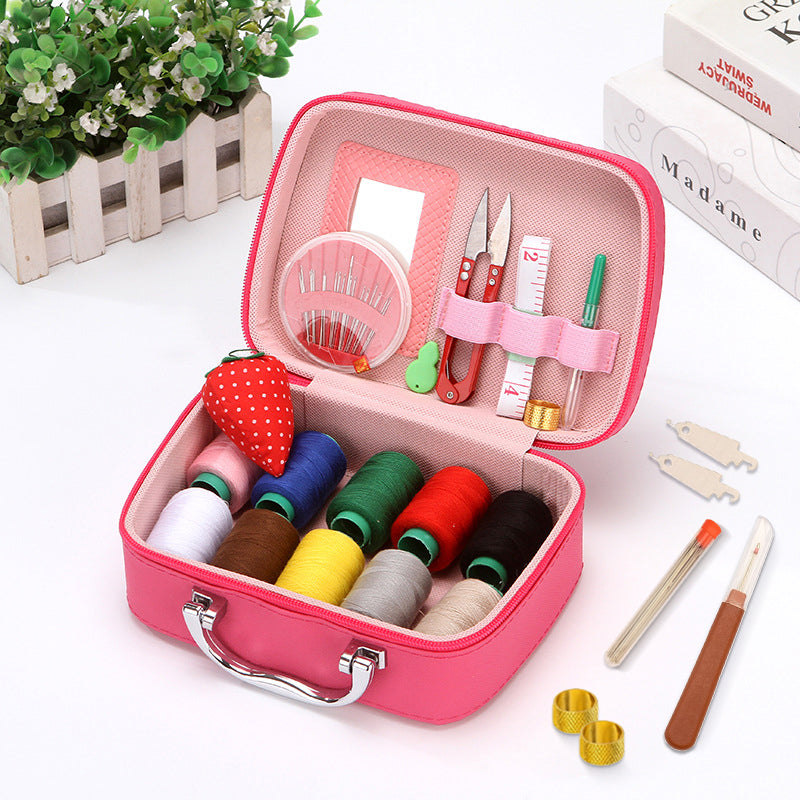 CraftVault Portable Sewing Kit in Faux Leather Case