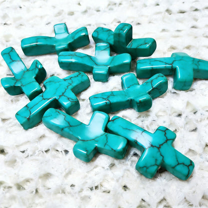 ✝️🍀Natural Turquoise Pocket Cross: Handcrafted for Peace & Serenity❤️