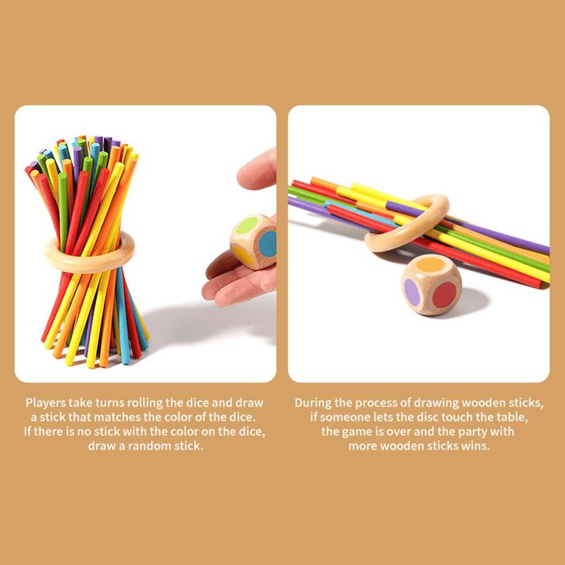 🔥Wooden Stick Game, Colorful Educational Toy for Cognitive Development & Focus Training, Includes Mixed Colors Sticks and Dual-level Puzzle