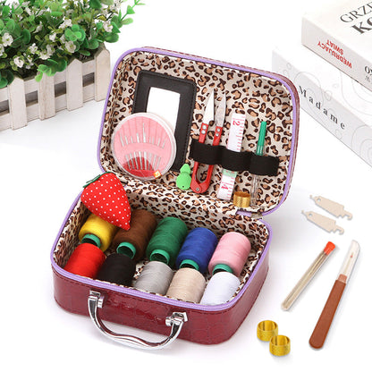 CraftVault Portable Sewing Kit in Faux Leather Case