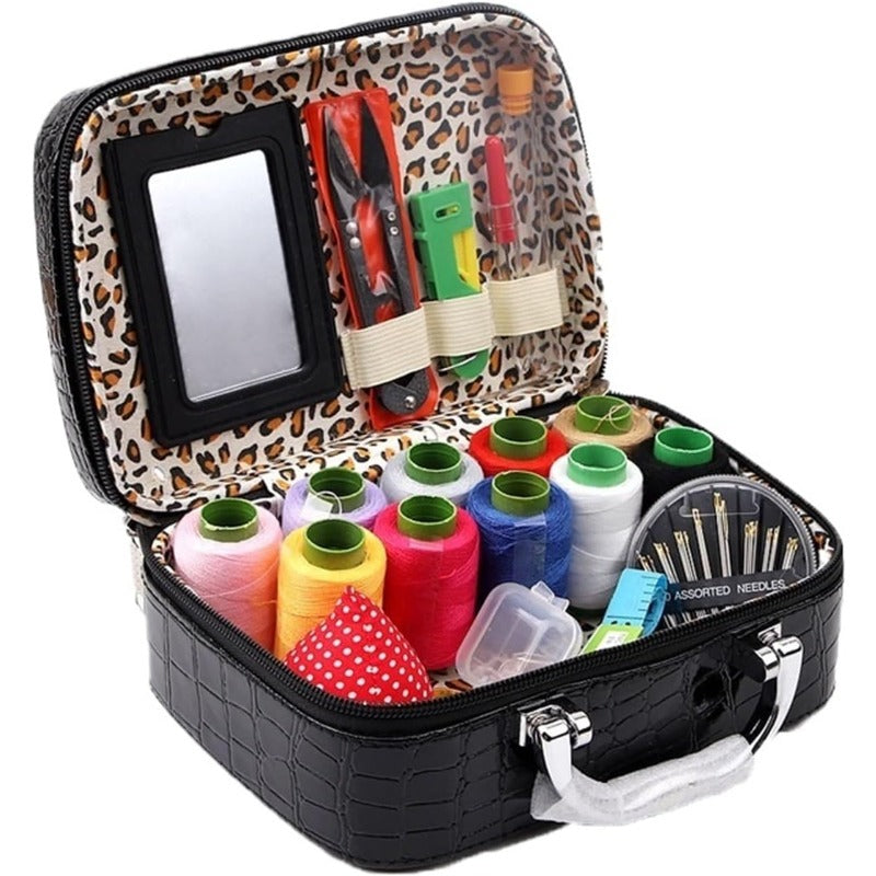 CraftVault Portable Sewing Kit in Faux Leather Case