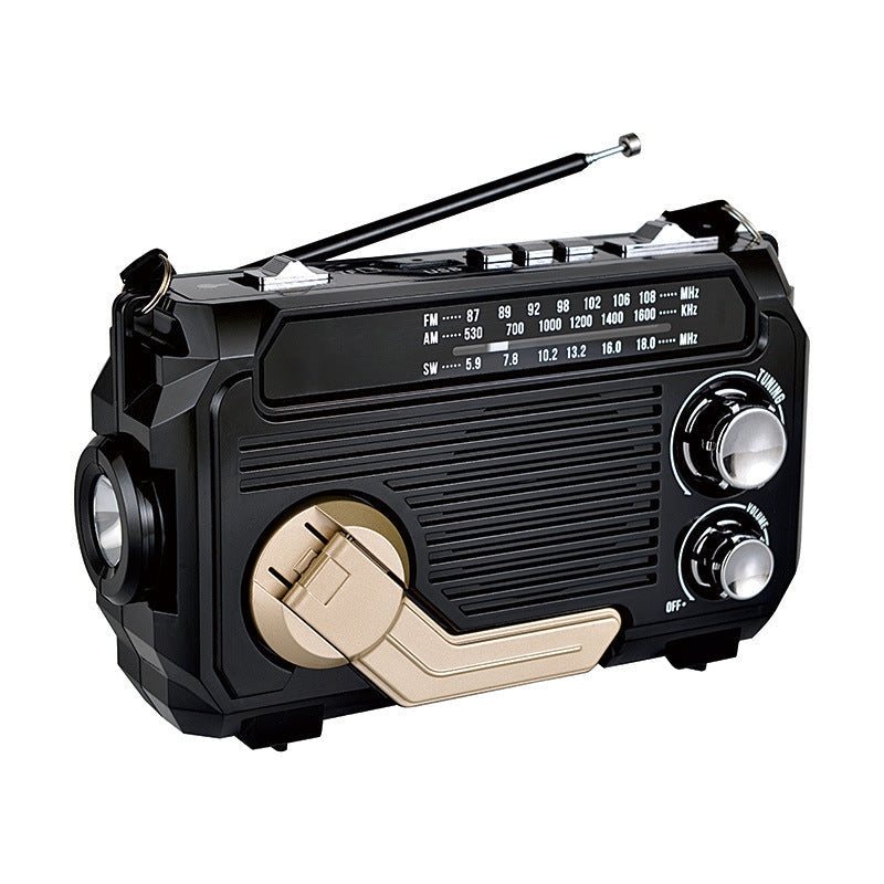 Hand-Crank Solar-Powered Triple-Band Multi-Function Radio