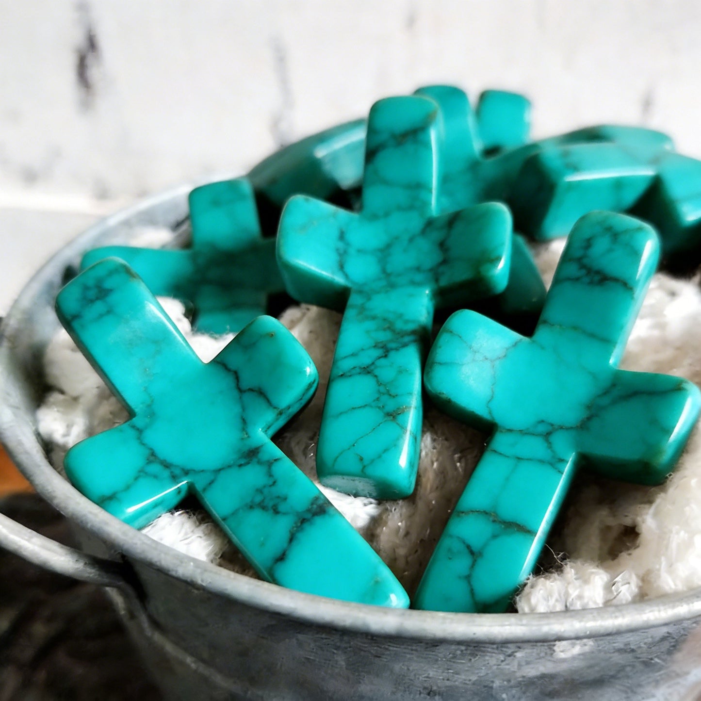 ✝️🍀Natural Turquoise Pocket Cross: Handcrafted for Peace & Serenity❤️