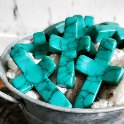 ✝️🍀Natural Turquoise Pocket Cross: Handcrafted for Peace & Serenity❤️