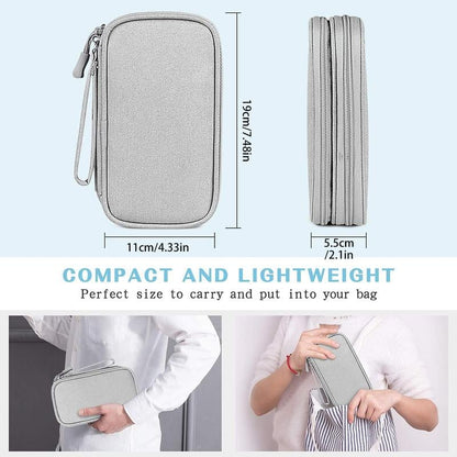 Travel Cable Organizer Pouch, Double Layers All-in-One Storage Bag for Cord