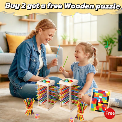 🔥Wooden Stick Game, Colorful Educational Toy for Cognitive Development & Focus Training, Includes Mixed Colors Sticks and Dual-level Puzzle