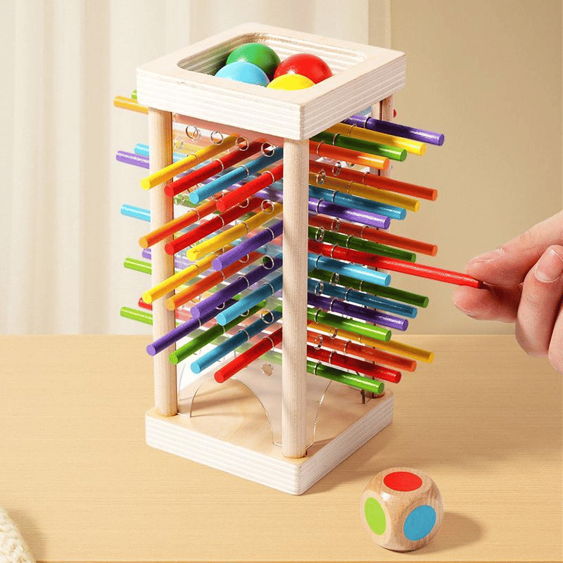 🔥Wooden Stick Game, Colorful Educational Toy for Cognitive Development & Focus Training, Includes Mixed Colors Sticks and Dual-level Puzzle